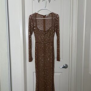 Elegant Brown Sequin Dress